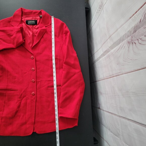 Dana Buchman 100% Wool Button Closure, Women’s 8, Red Blazer 2 front pockets - Picture 8 of 8